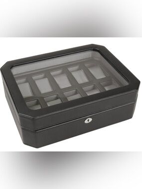 NEW Wolf Windsor 10 piece Watch Box, Black Watch Storage Case